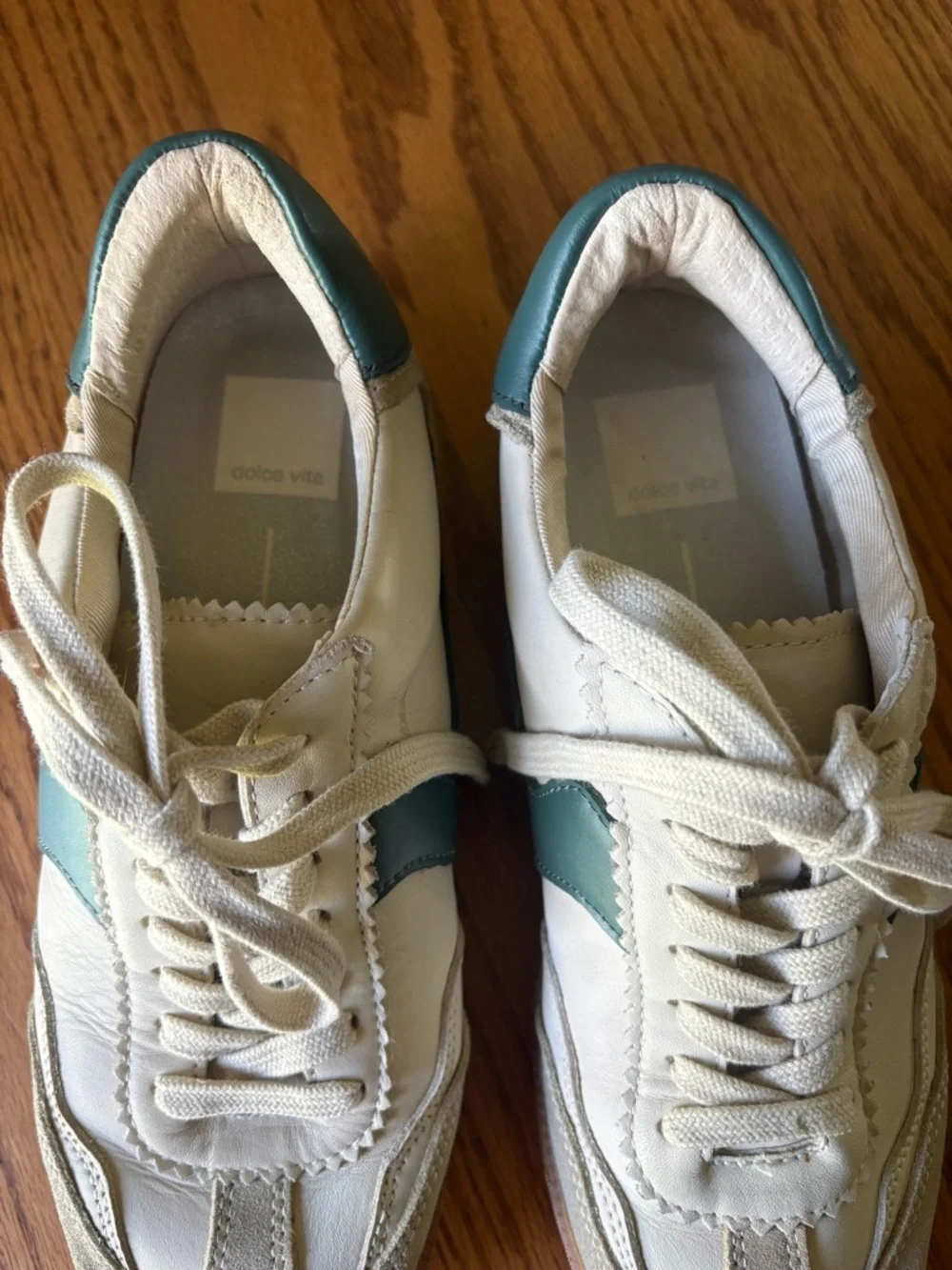 Dolce Vita Cream and Teal Low-Top Sneakers